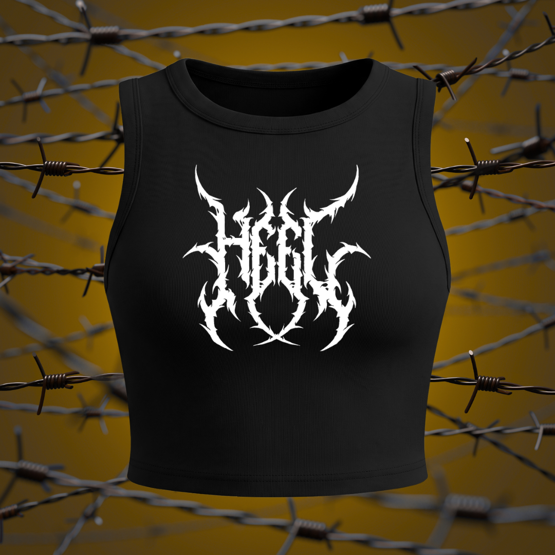 "Heel" Black Metal Crop Tank Top