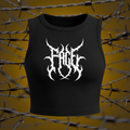 "Face" Black Metal Crop Tank Top