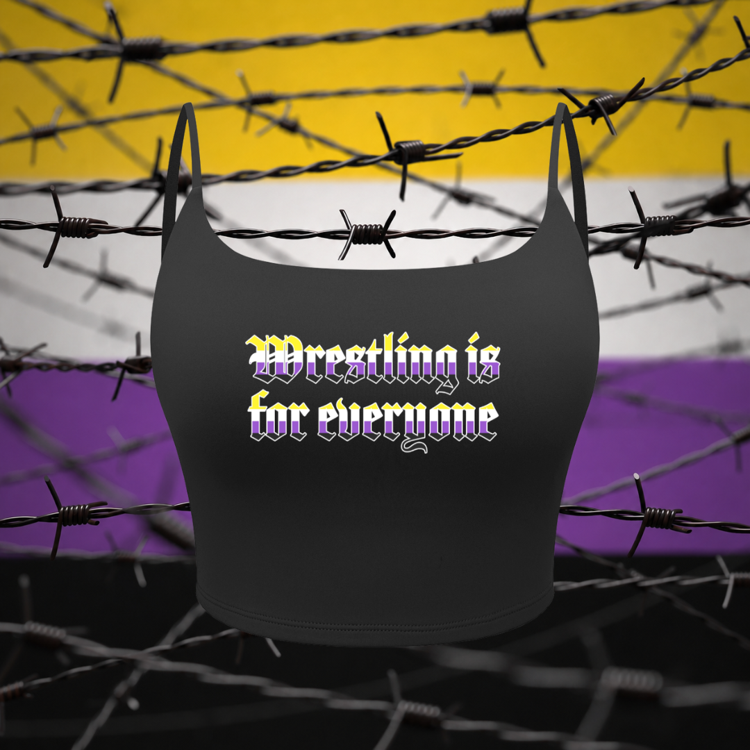 "Wrestling is for everyone" Nonbinary Pride Sports Bra