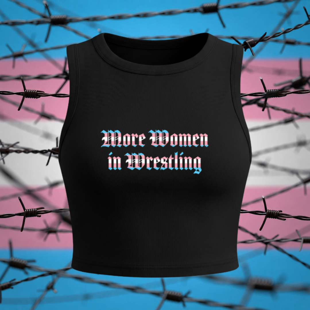 "More Women in Wrestling" Trans Pride Crop Tank Top
